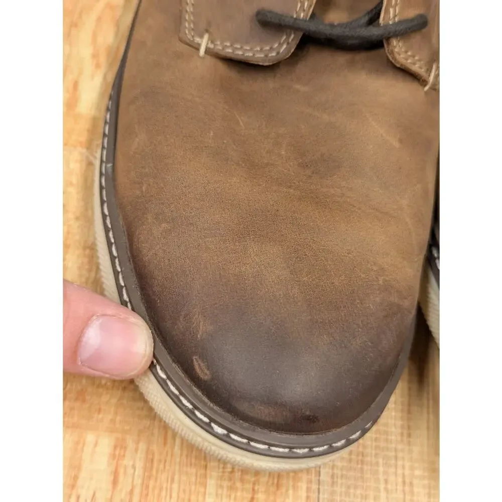 Johnston & Murphy Mens 9.5 Shoe Sheepskin Plain Toe Tan Oiled Full Grain Brown